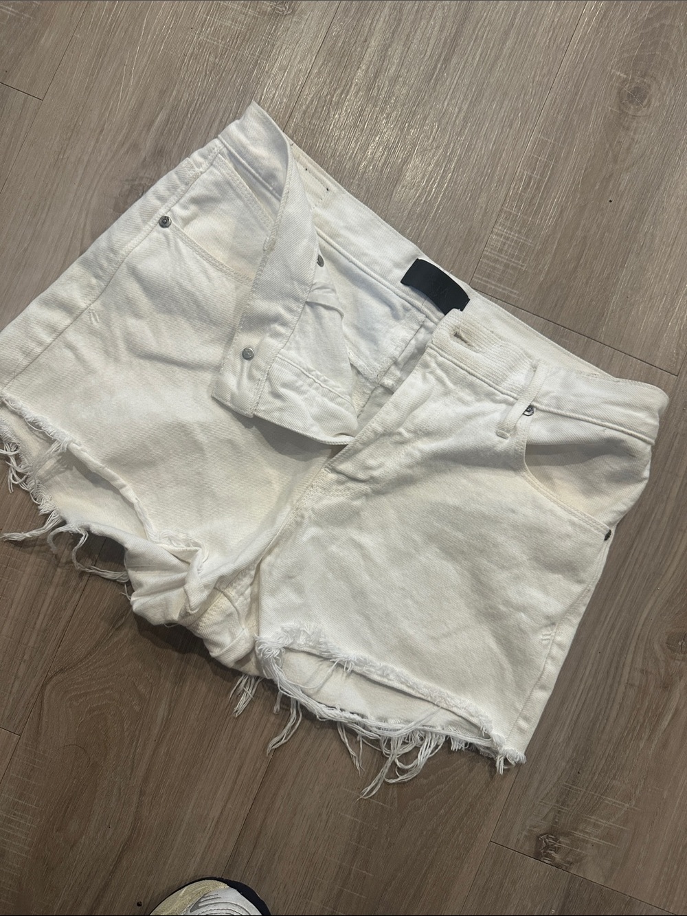 RtA White Distressed Denim Cutoff Shorts